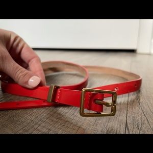 J.Crew Skinny Leather Belt in Electric Orange